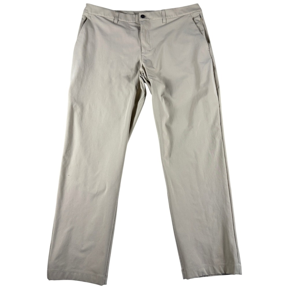 Lululemon Commission Pants Mens 38 Tan / Khaki Straight Stretch Workwear Casual
